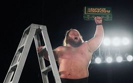 Otis reacts to winning the Money In The Bank Ladder match at WWE Headquarters