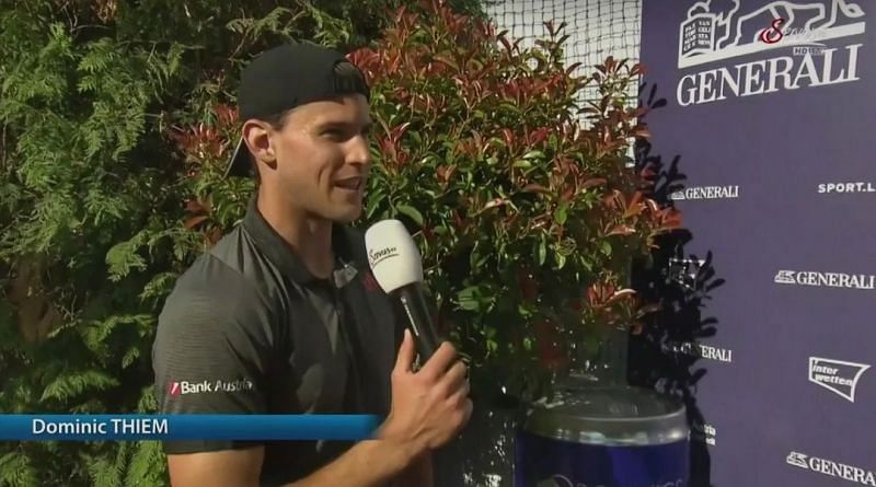 Dominic Thiem being interviewed after winning his match at Generali Austrian Pro Series