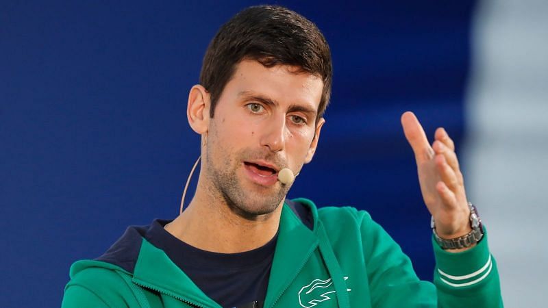 Novak Djokovic during a press conference