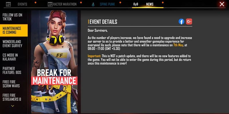 Garena Free Fire Servers To Go Under Maintenance On 7th May 2020