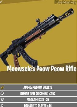 A photo of Meowscle&#039;s Peow Peow Rifle a.k.a Mythic AK leaked by dataminer ifiremonkey