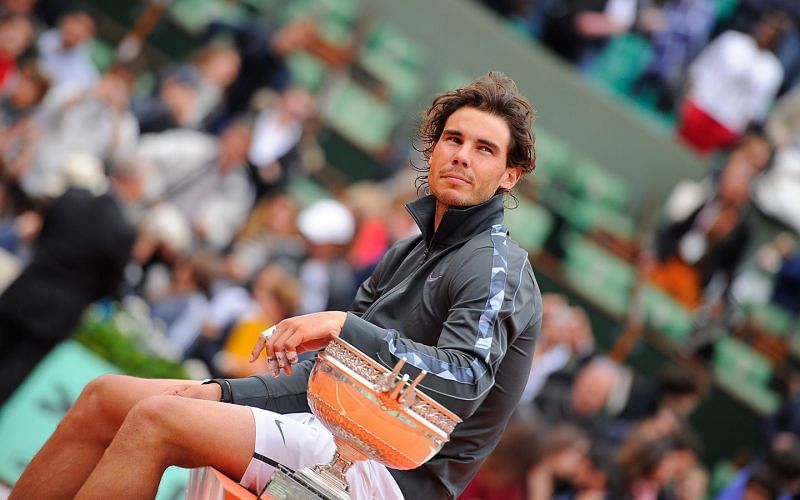 Rafael Nadal after winning the French Open in 2012
