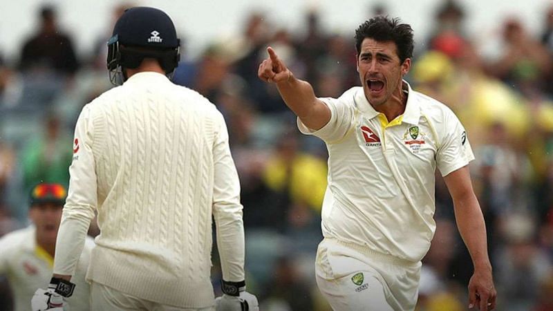Mitchell Starc celebrates his wicket of James Vince after bowling the Jaffa