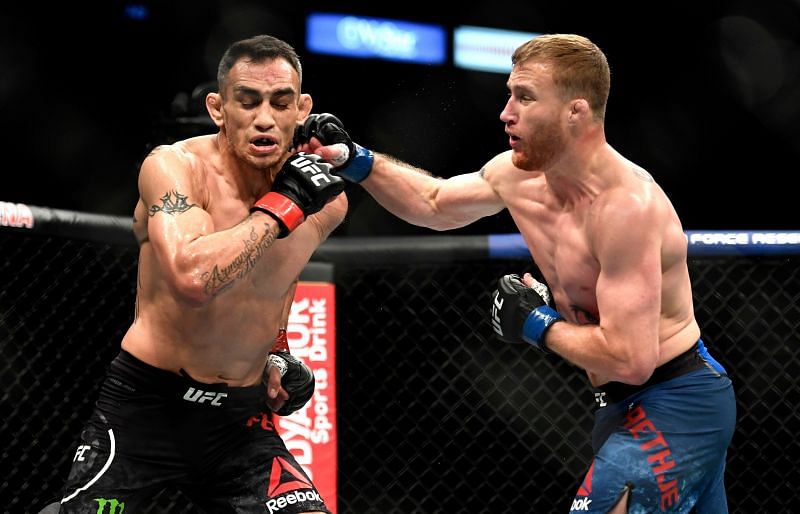 Cometh the hour, cometh the man: Justin Gaethje stunned heavily favoured Tony Ferguson through a TKO in the final round in an empty stadium