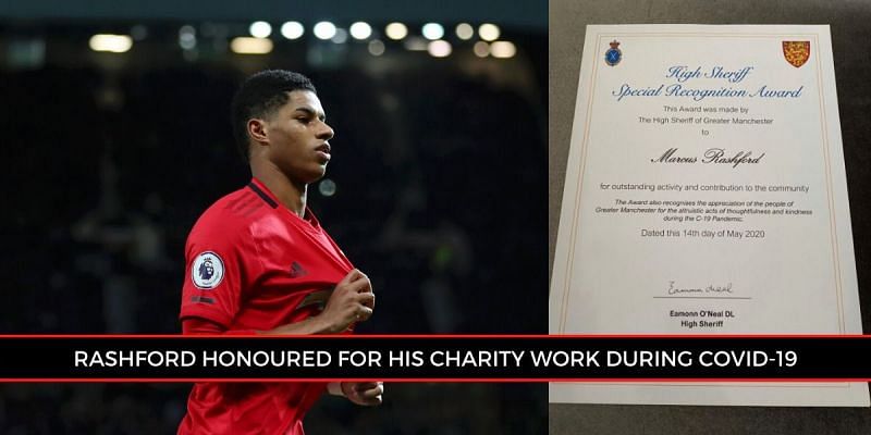 Marcus Rashford was recognised by the High Sheriff for his charitable work