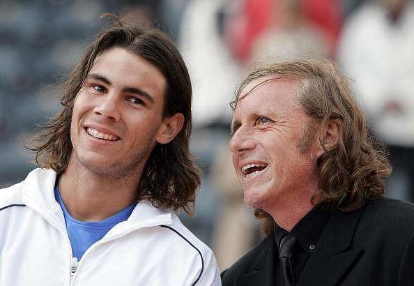 A young Rafael Nadal with Guillermo Vilas