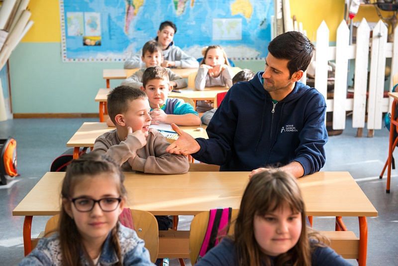  Novak Djokovic during one of his foundation's programmes