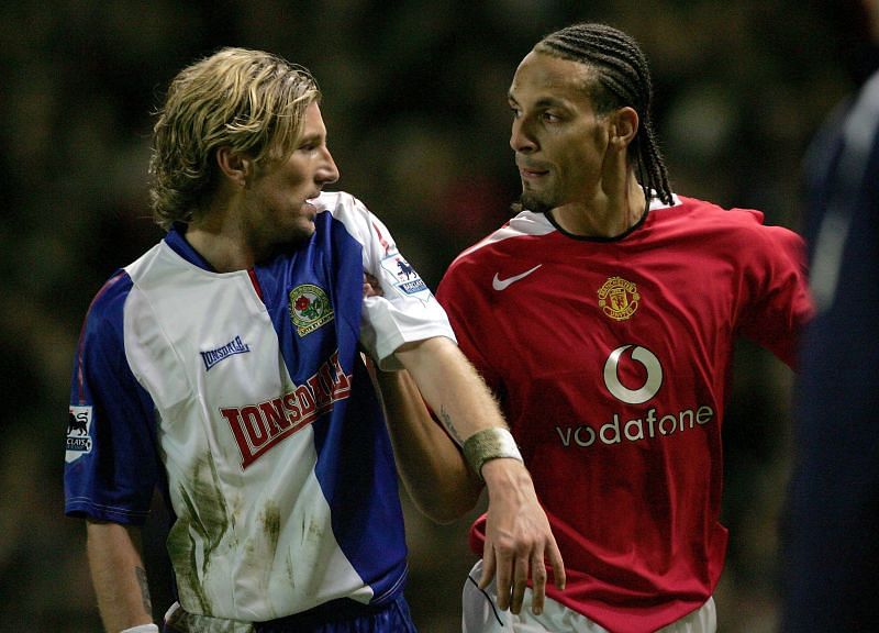 Robbie Savage got Rio Ferdinand sent off.