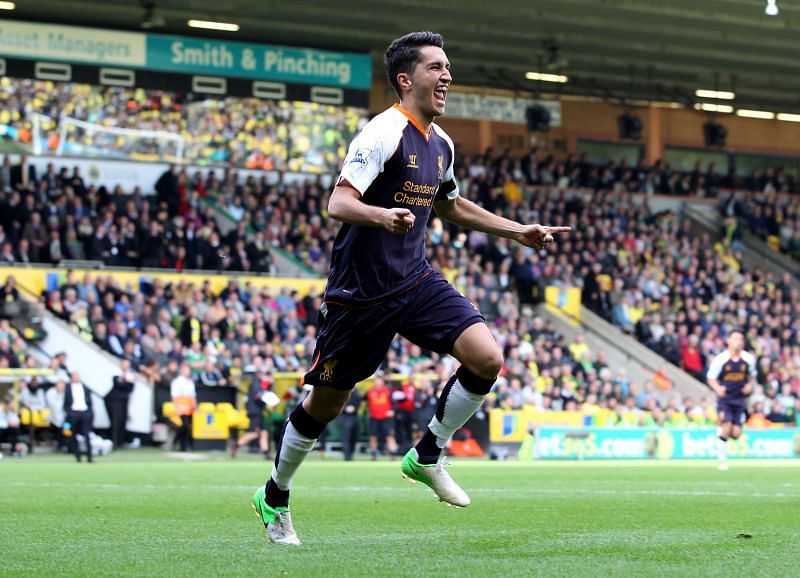 Sahin celebrates his only EPL goal during Liverpool&#039;s 5-2 thrashing vs. Norwich City in the 2011-12 season