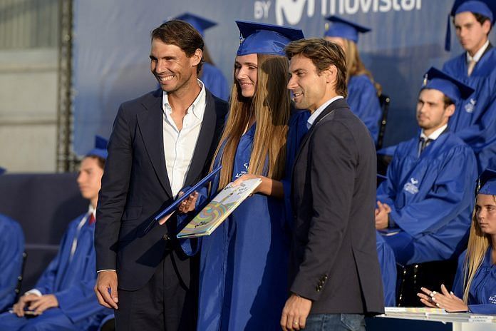 Rafael Nadal and David Ferrer at the Rafa Nadal Tennis Academy Graduation Ceremony