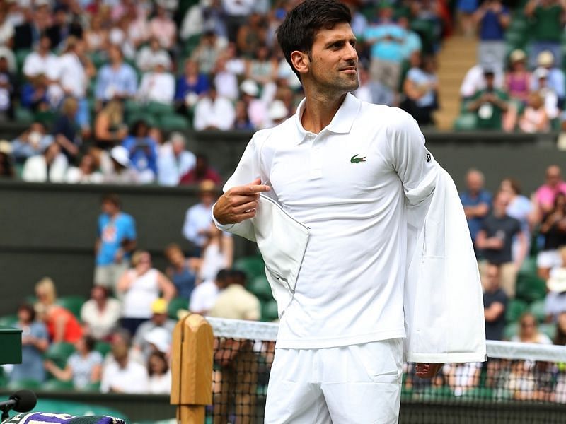 Novak Djokovic wearing Lacoste apparel