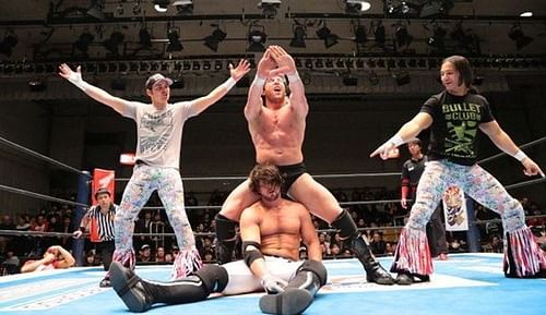 The Elite after kicking AJ Styles out of the Bullet Club