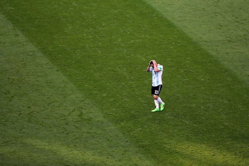 Messi after Argentina&#039;s Round of 16 loss to France in the 2018 World Cup
