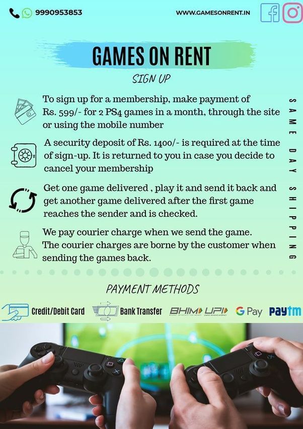 PS4 Games for rent in India How much do rented PS4 games cost?