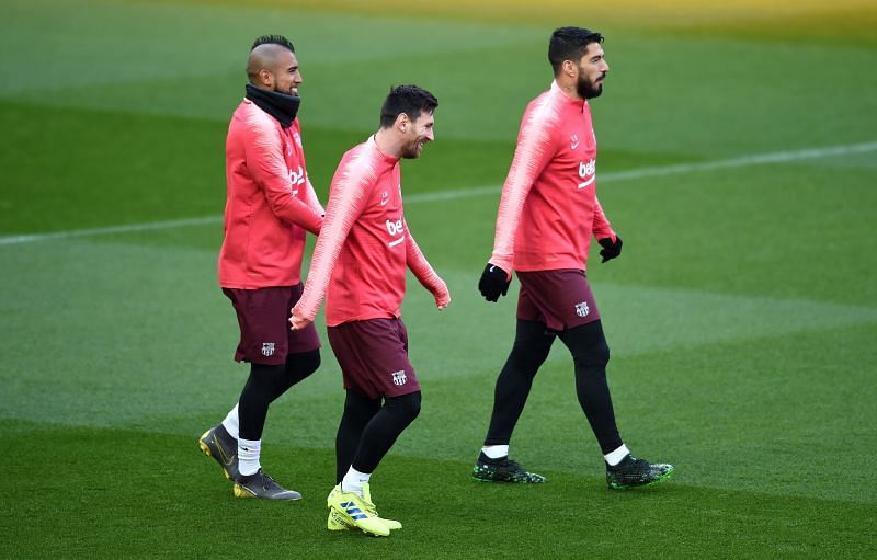Lionel Messi destroyed his Barcelona teammates in the training session.