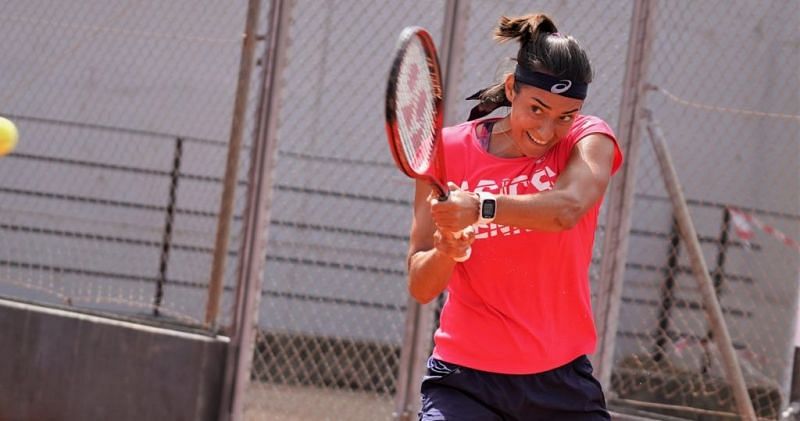 Caroline Garcia in action at the Rafa Nadal Tennis Academy