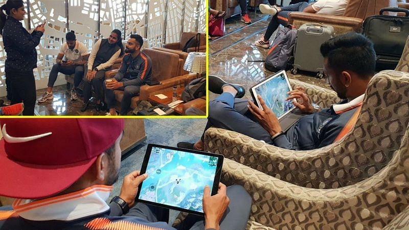 Virat Kohli and Indian cricket team playing PUBG Mobile at the airport (Image: RandomVideos/YT)