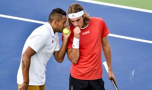 Stefanos Tsitsipas (right) and Nick Kyrgios