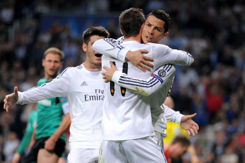 Ronaldo and Bale celebrate against Schalke
