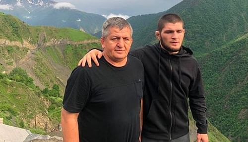 Khabib Nurmagomedov with his father Abdulmanap Nurmagomedov