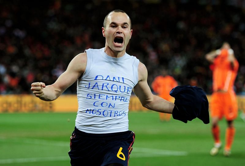 Iniesta was on top of the world after he scored THAT goal.
