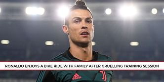 Cristiano Ronaldo spends time off biking with his family