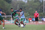 Karan Amin (right) in action during Jamshedpur FC's training session in the 2017-1