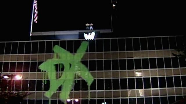 The DX logo slapped on the WWE Headquarters