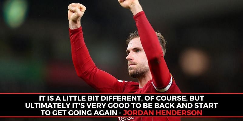 Henderson had his say as he and his Liverpool teammates returned to group training (Picture: Sportskeeda)