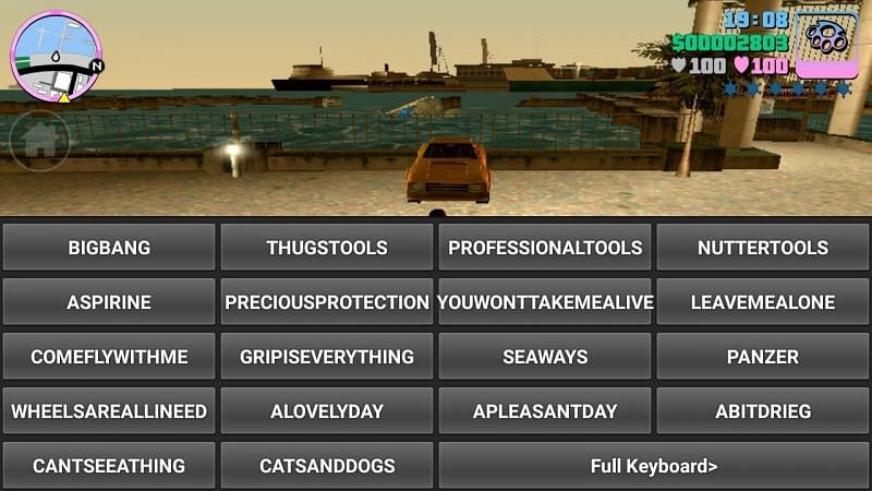 GTA Vice City mobile cheat codes