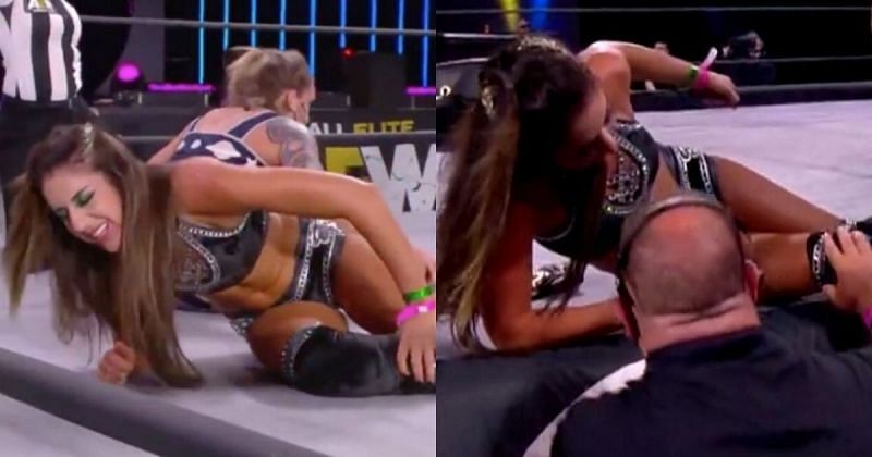 Britt Baker injured her knee during the tag team match on AEW Dynamite.