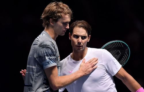 Alexander Zverev (L) and Rafael Nadal