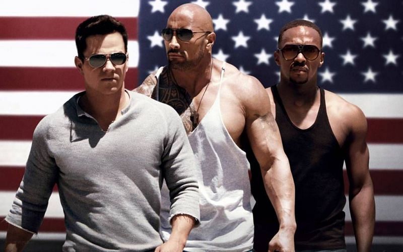 Promotional poster for Pain and Gain starring Mark Wahlberg and Dwayne Johnson