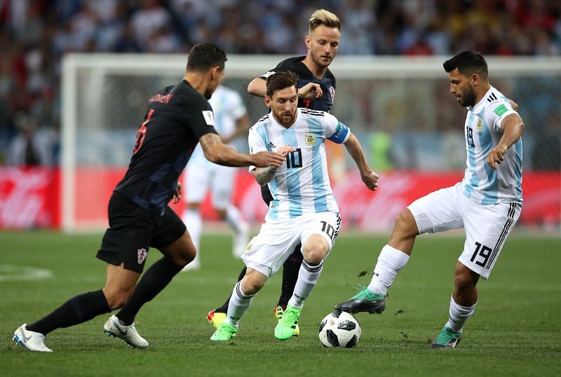Lionel Messi and Sergio Ag&uuml;ero in action for Argentina