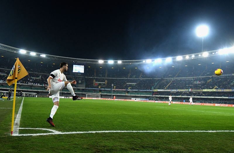 Miralem Pjanic during a Serie A game between Juventus and Hellas Verona