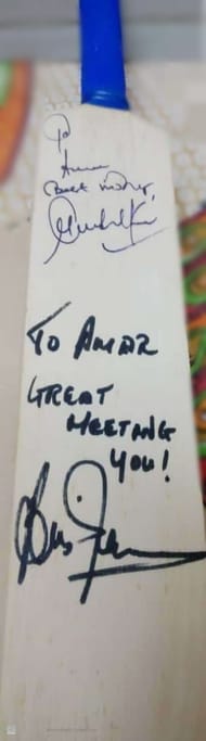  The bat on which Lara gave his autograph