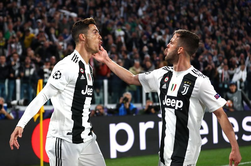 Cristiano Ronaldo after scoring against Ajax in the UCL