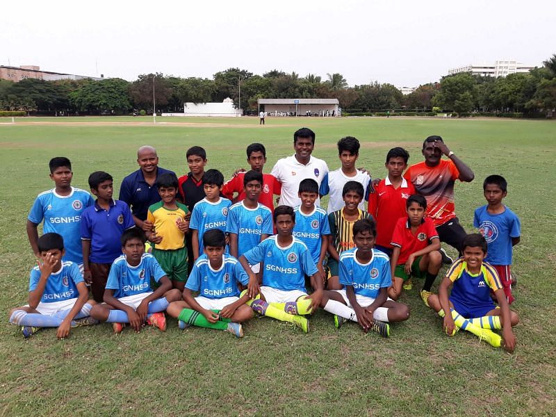 Raman Vijayan at one of his football academies