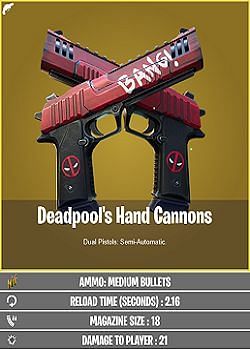 A photo of Deadpool&#039;s hand cannons leaked by dataminer hypex on Twitter