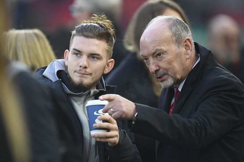In conversation: Peter Moore, CEO of Liverpool FC with Liverpool player, Harvey Elliott 