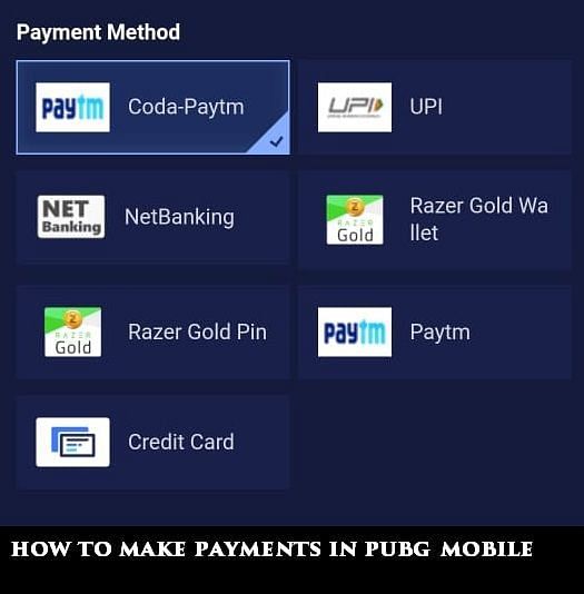 Payment Methods available