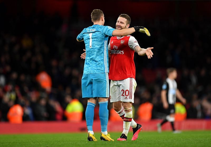 Leno with Shkodran Mustafi