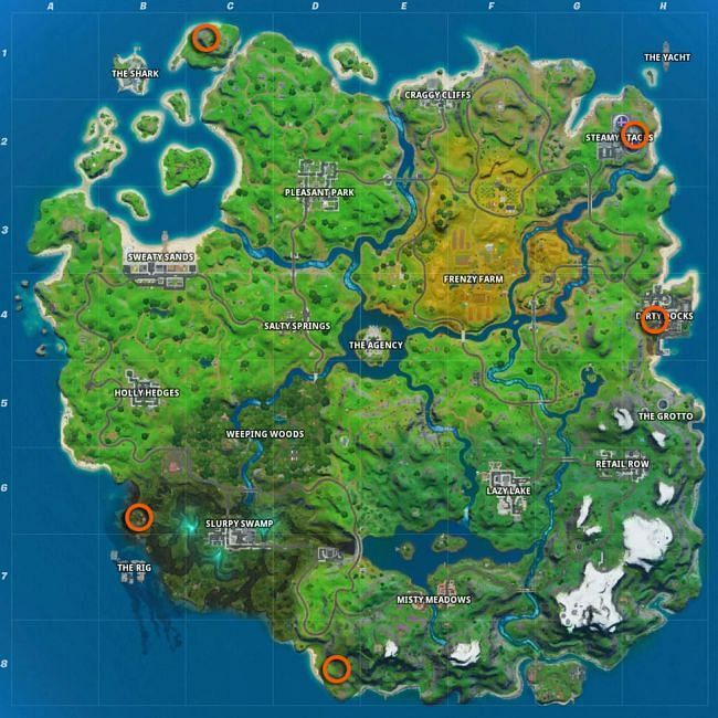 Locations of the Golden Wrenches (Image Courtesy: Epic Games)