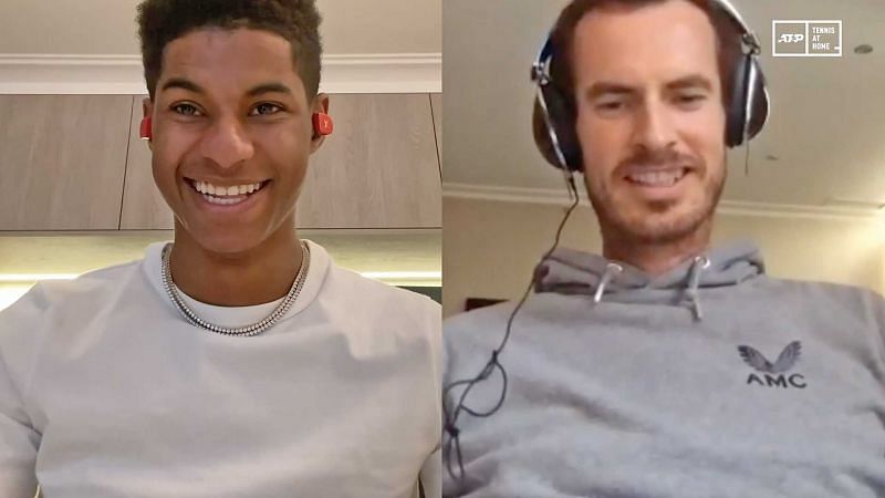 Marcus Rashford and Andy Murray in a video chat on Instagram