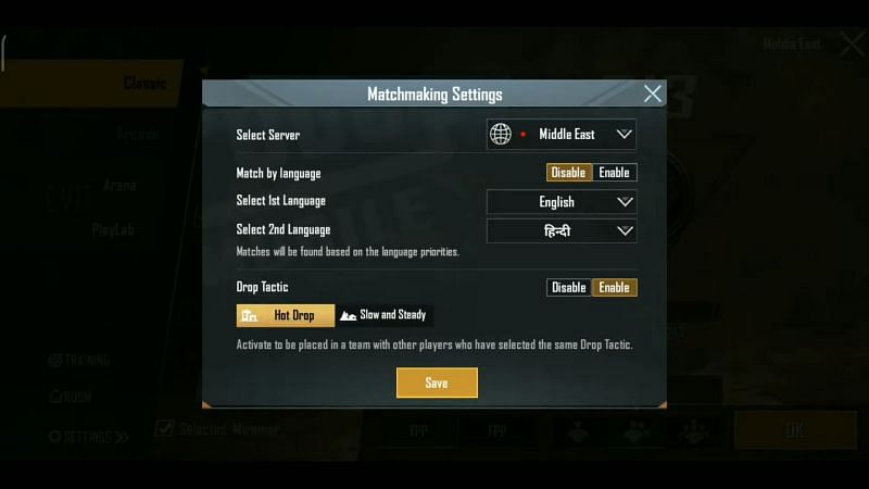 Matchmaking Options