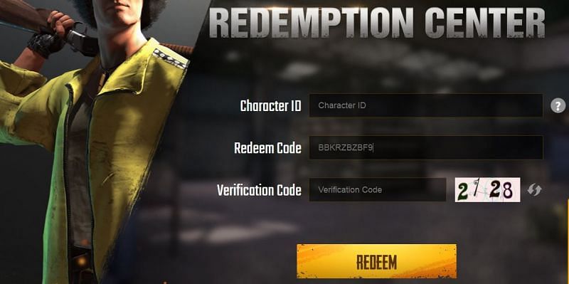 Fill the redeem code in the redemption center (Credits: PUBG Mobile)