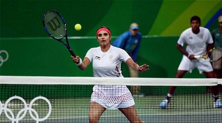 Sania Mirza (front) and Rohan Bopanna in action at Rio Olympics 2016