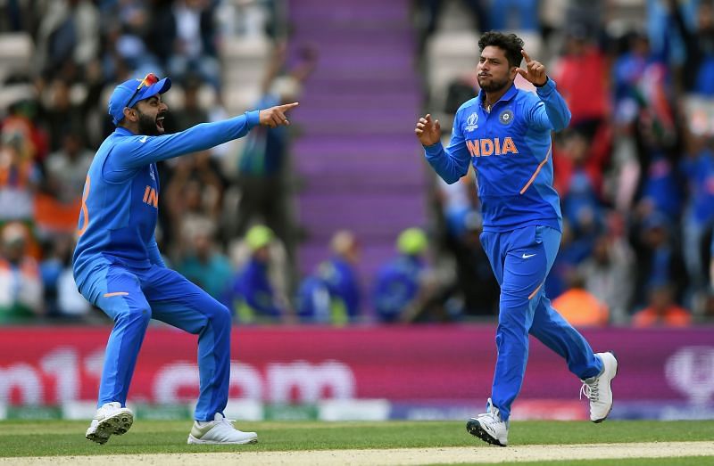 Virat Kohli and Kuldeep Yadav (R) last played together in the 2019 World Cup