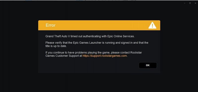 GTA 5 Timed Out error screen (Image via GTA 5)