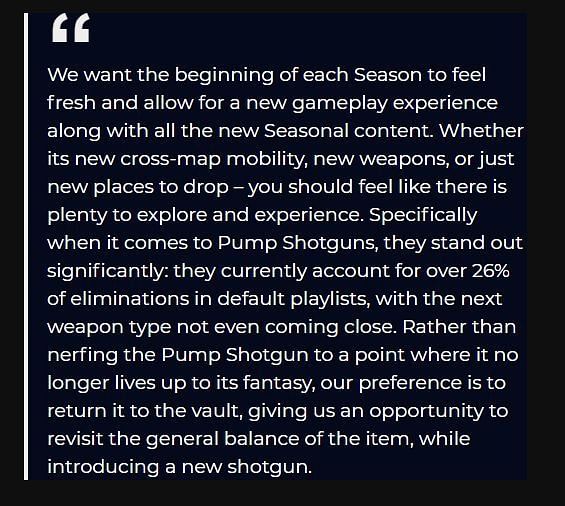 Epic Games issued a statement on why the Pump Shotgun in Fortnite was vaulted (Image Credits: dailyesports.gg)